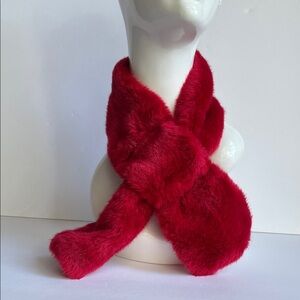 Red Faux Fur Scarf Neckwrap Muffler Warmer Luxurious Fleece Lined